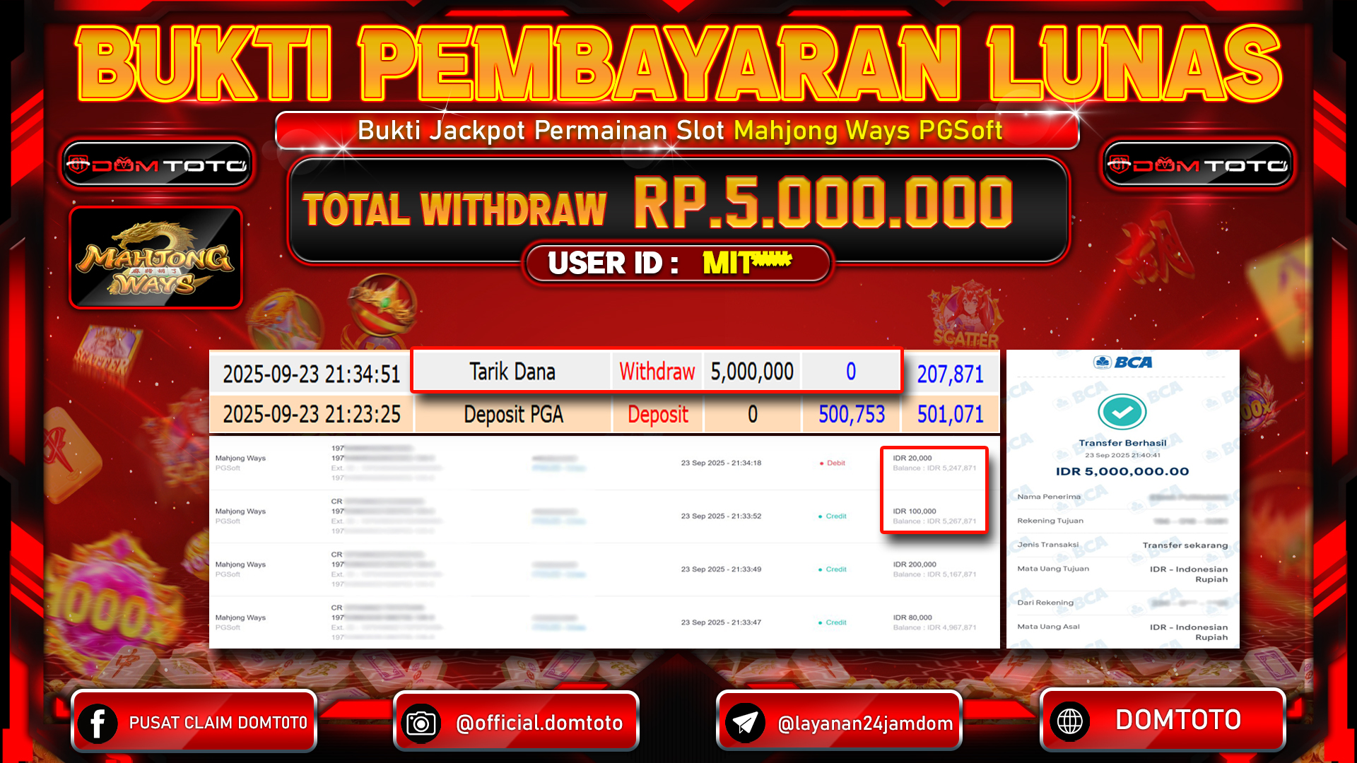 JACKPOT SLOT Mahjong Ways PGSoft 23 SEPTEMBER 2025